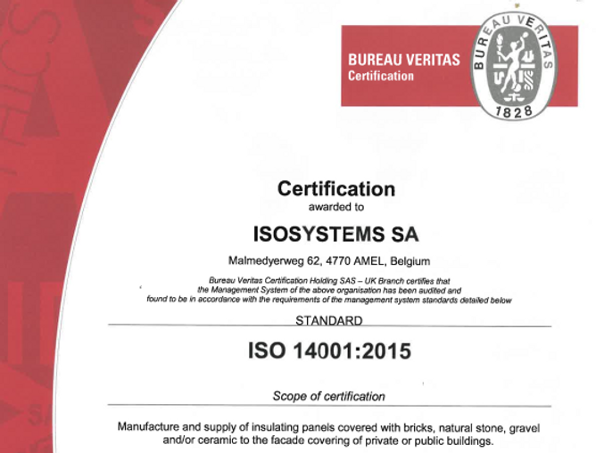 ISO 14001:2015 certificate