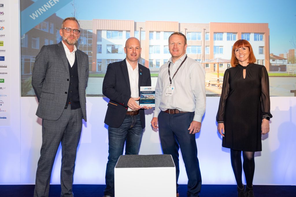 Aquarian Cladding presenting award at Offsite Expo Awards